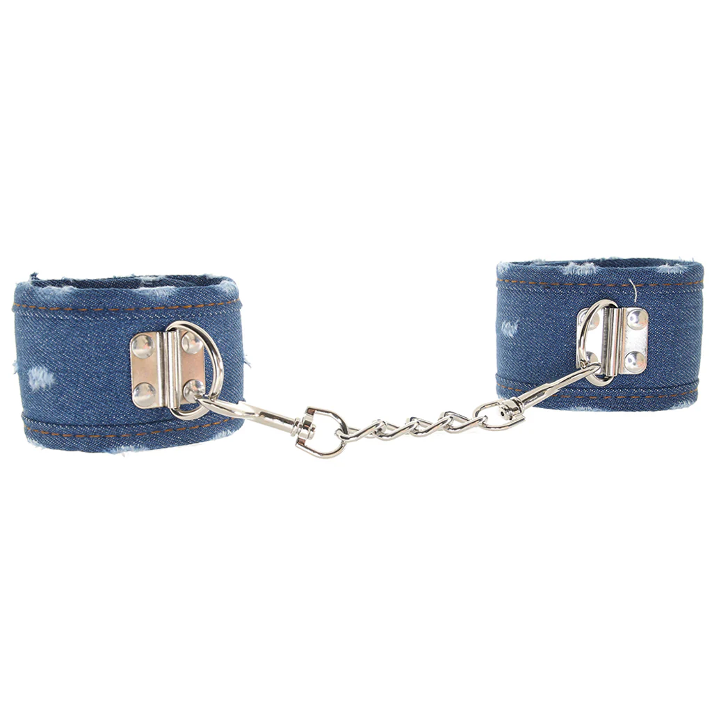 Ouch! Roughened Denim Ankle Cuffs in Blue - Image 5