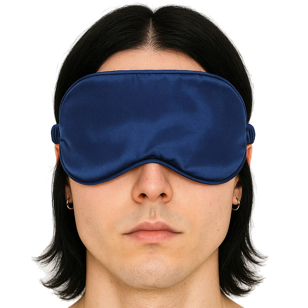 Ouch! Satin Blindfold in Navy Blue - Image 2