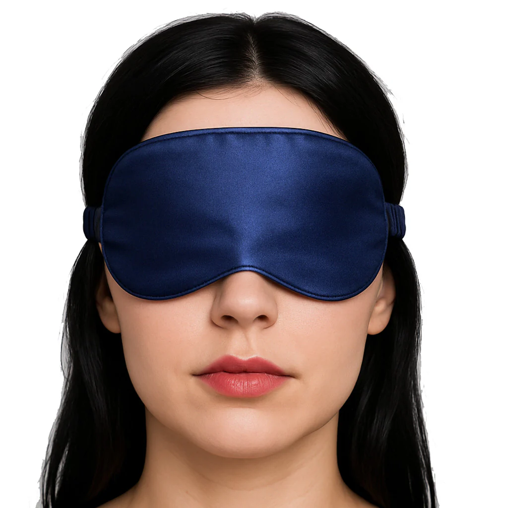 Ouch! Satin Blindfold in Navy Blue - Image 5
