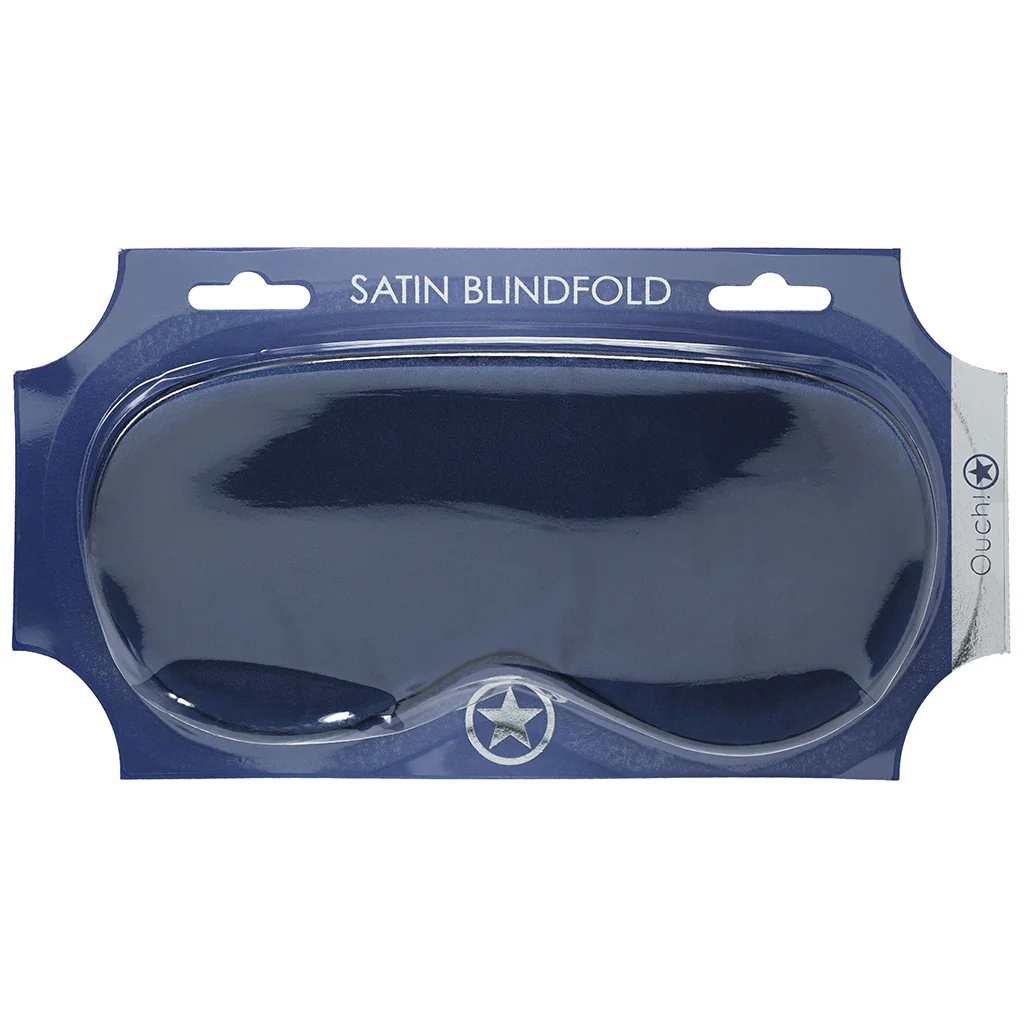 Ouch! Satin Blindfold in Navy Blue - Image 9