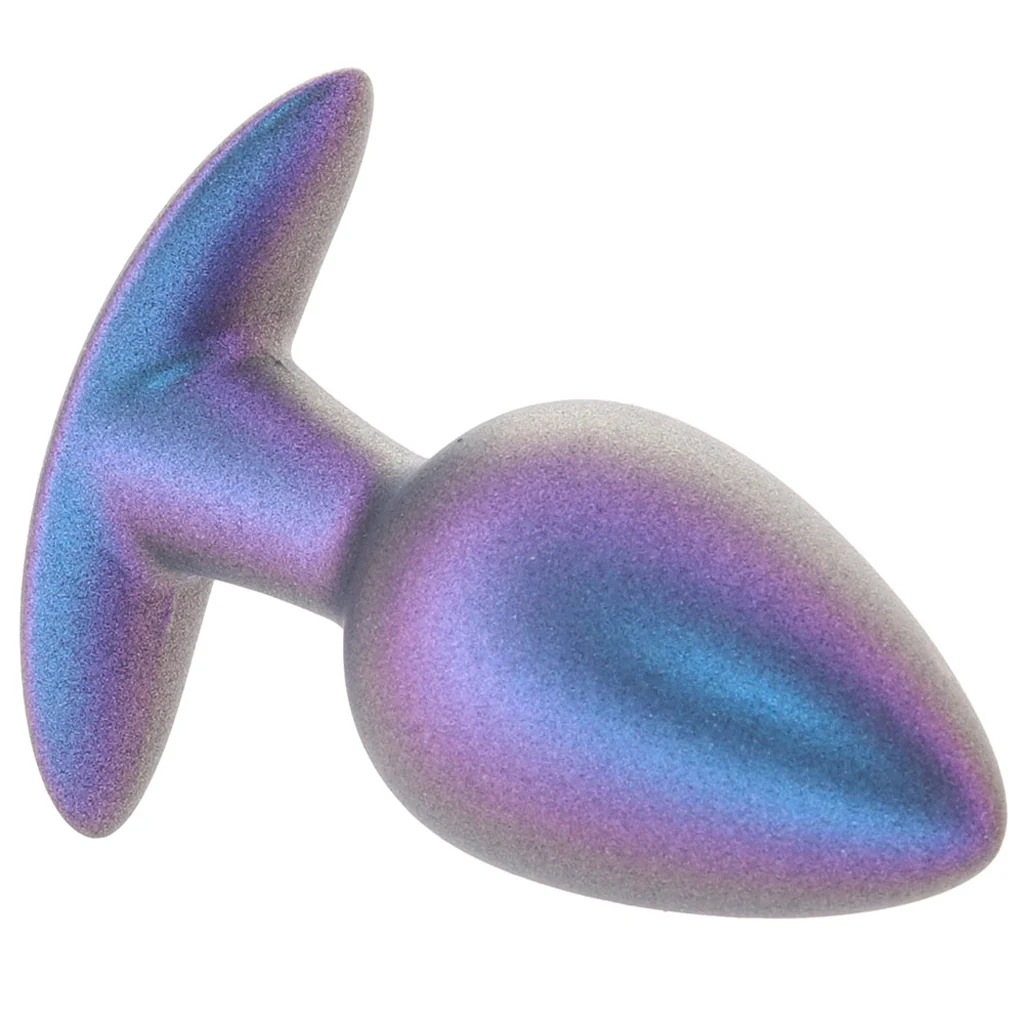 Ouch! Smooth Silicone 3.1 Inch Butt Plug in Metallic Blue - Image 2
