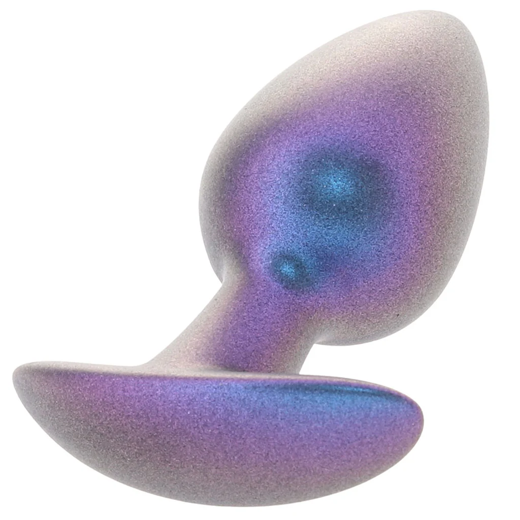 Ouch! Smooth Silicone 3.1 Inch Butt Plug in Metallic Blue - Image 3