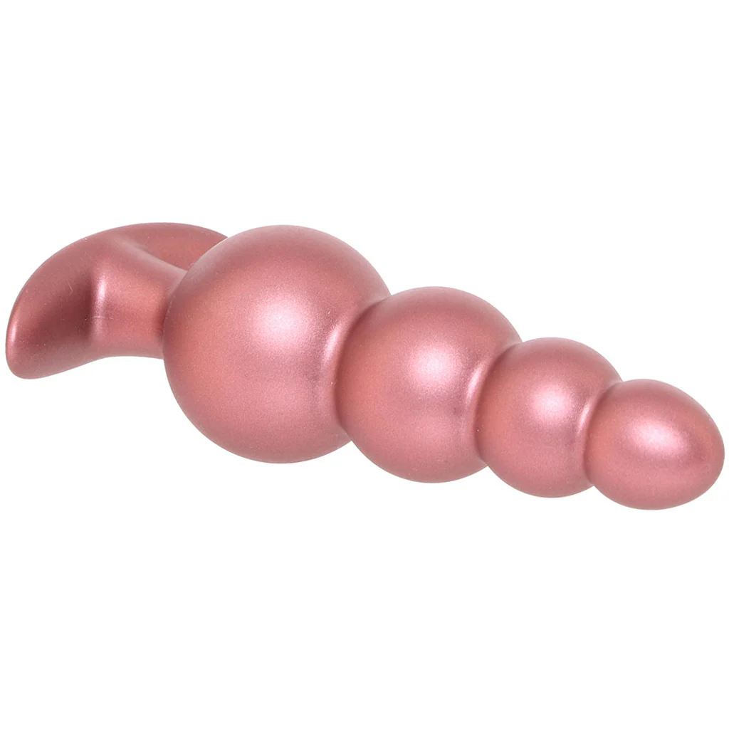 Ouch! Smooth Silicone Beaded Butt Plug in Rose Gold - Image 2