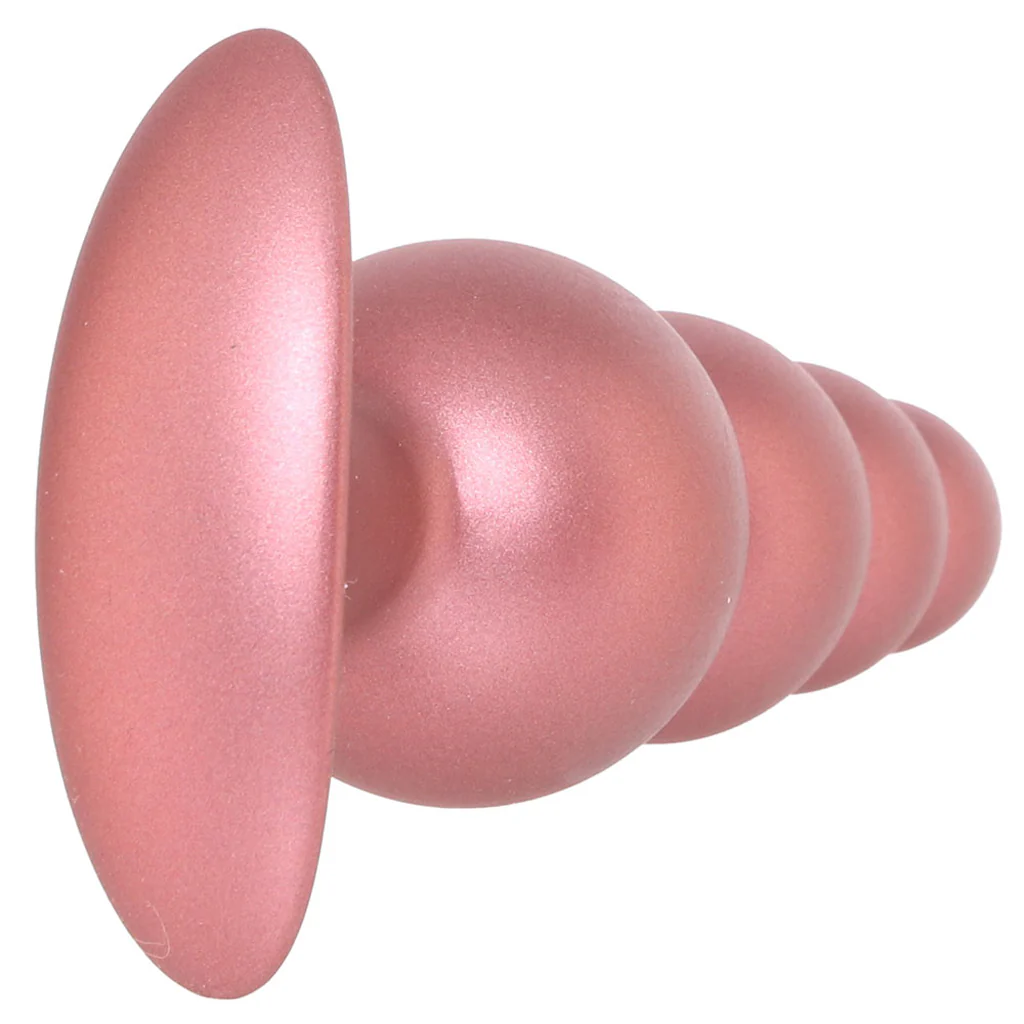 Ouch! Smooth Silicone Beaded Butt Plug in Rose Gold - Image 5