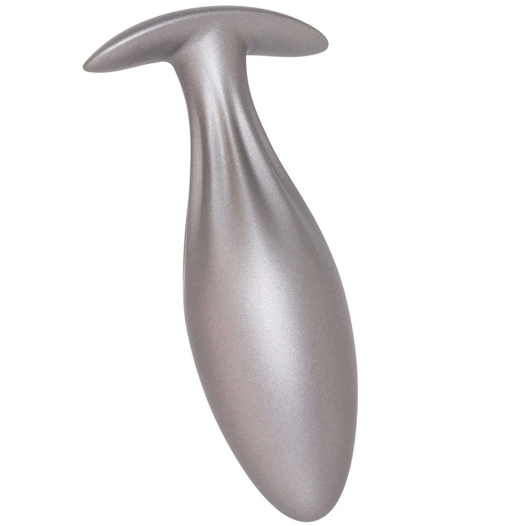 Ouch! Smooth Silicone Oval Butt Plug in Gun Metal - Image 3