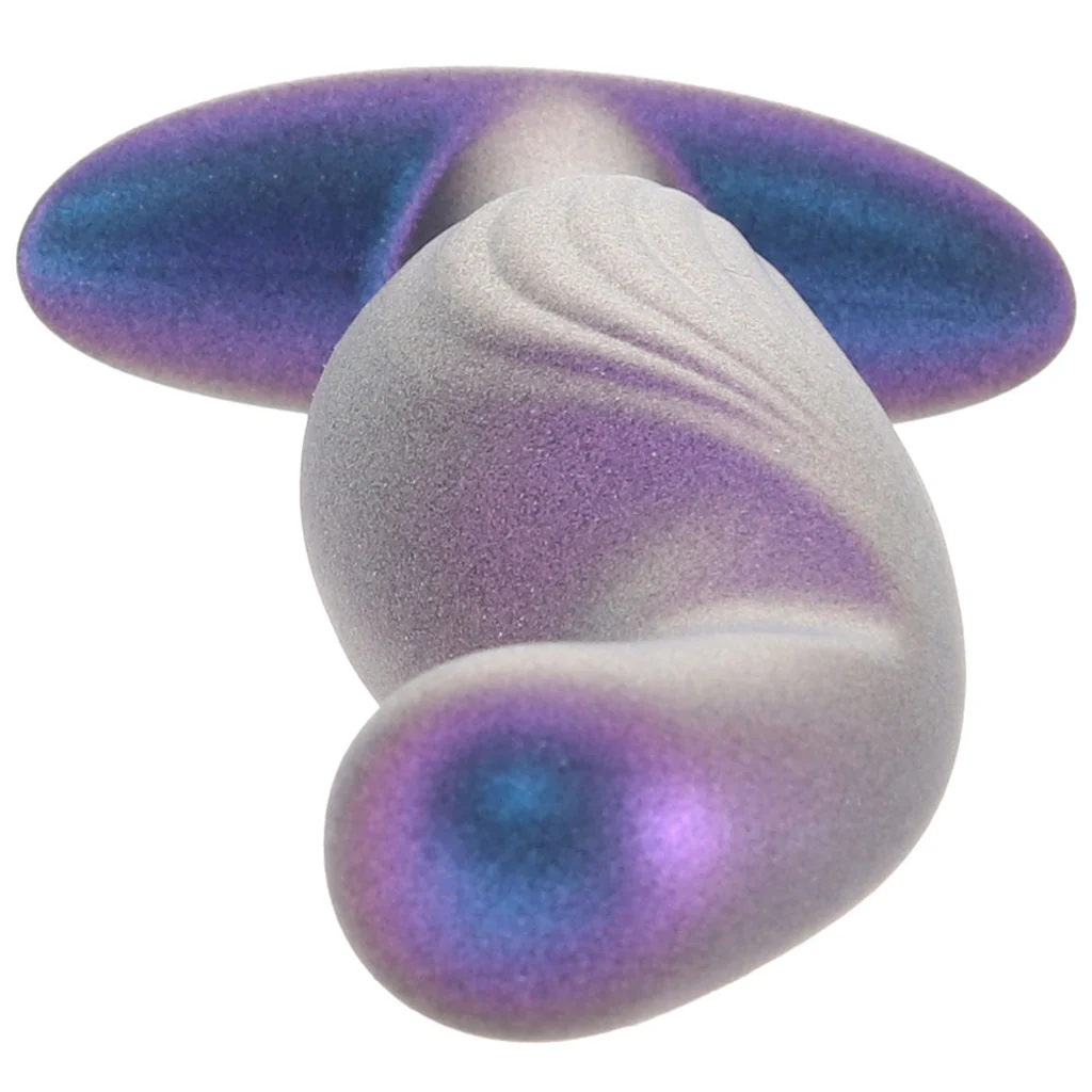 Ouch! Smooth Silicone P-Spot Butt Plug in Metallic Blue - Image 5