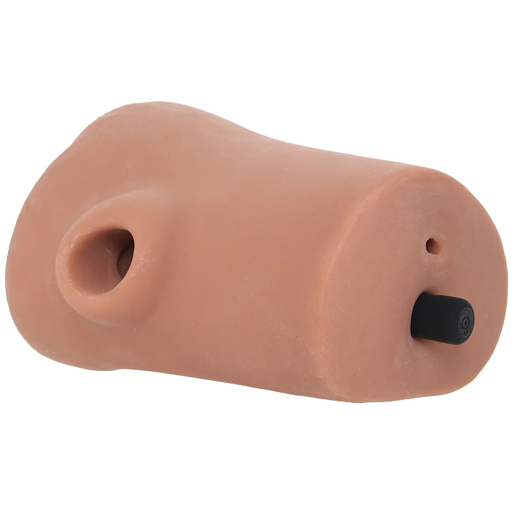 PDX Double Pounder Vibrating Squeeze Stroker in Brown - Image 6