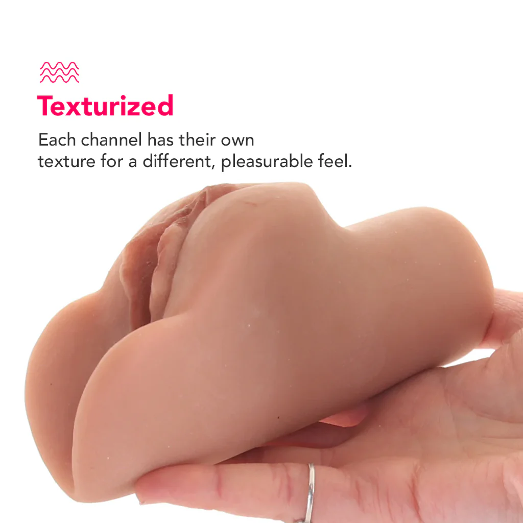PDX Plus Perfect Pussy Double Stroker in Tan - Image 4