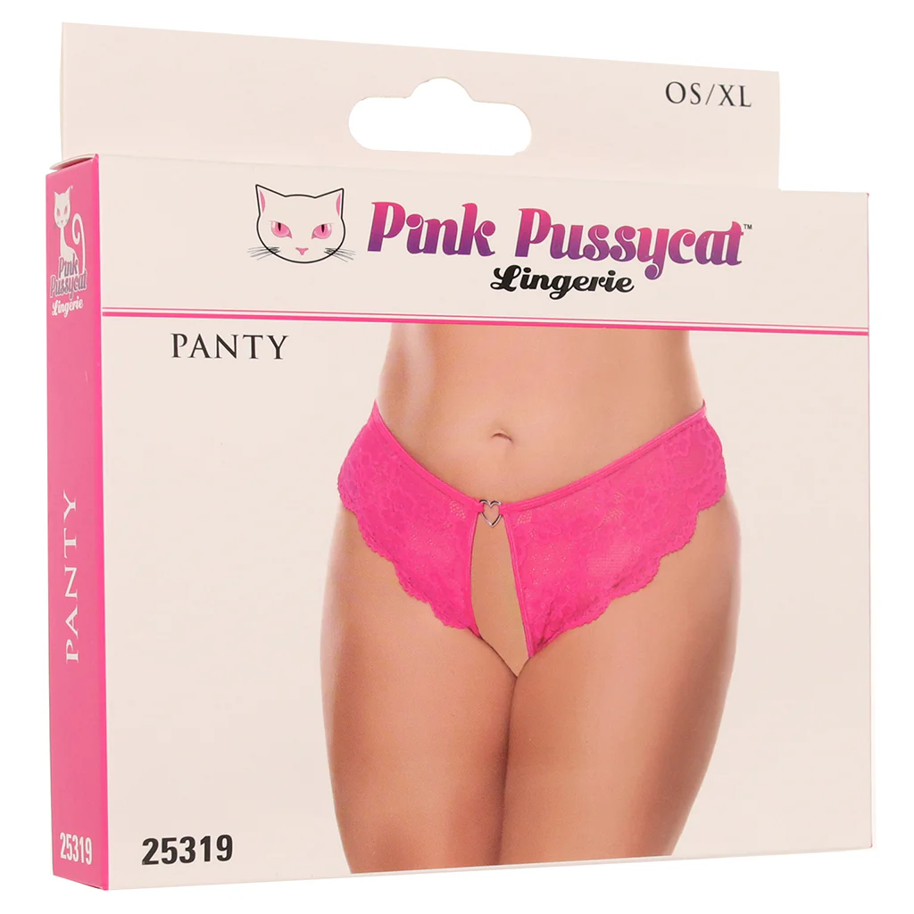 Pink Pussycat Pink Lace Crotchless Panties XL - Image 6