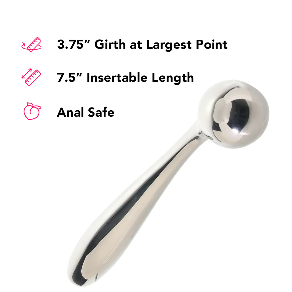 PinkCherry 8.5 Inch Stainless Steel Wand G-Spot Dildo - Image 6