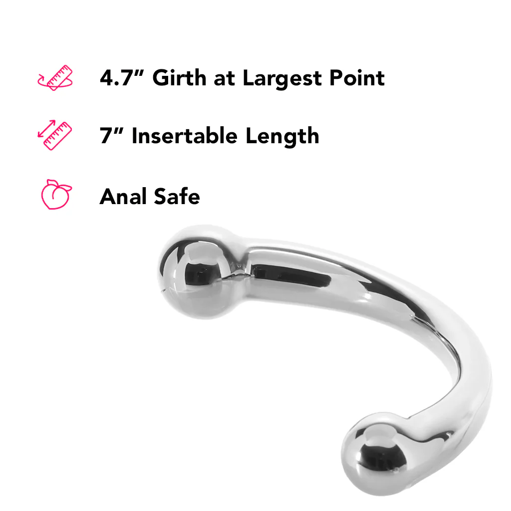 PinkCherry 8 Inch Stainless Steel Curved G-Spot Dildo - Image 6