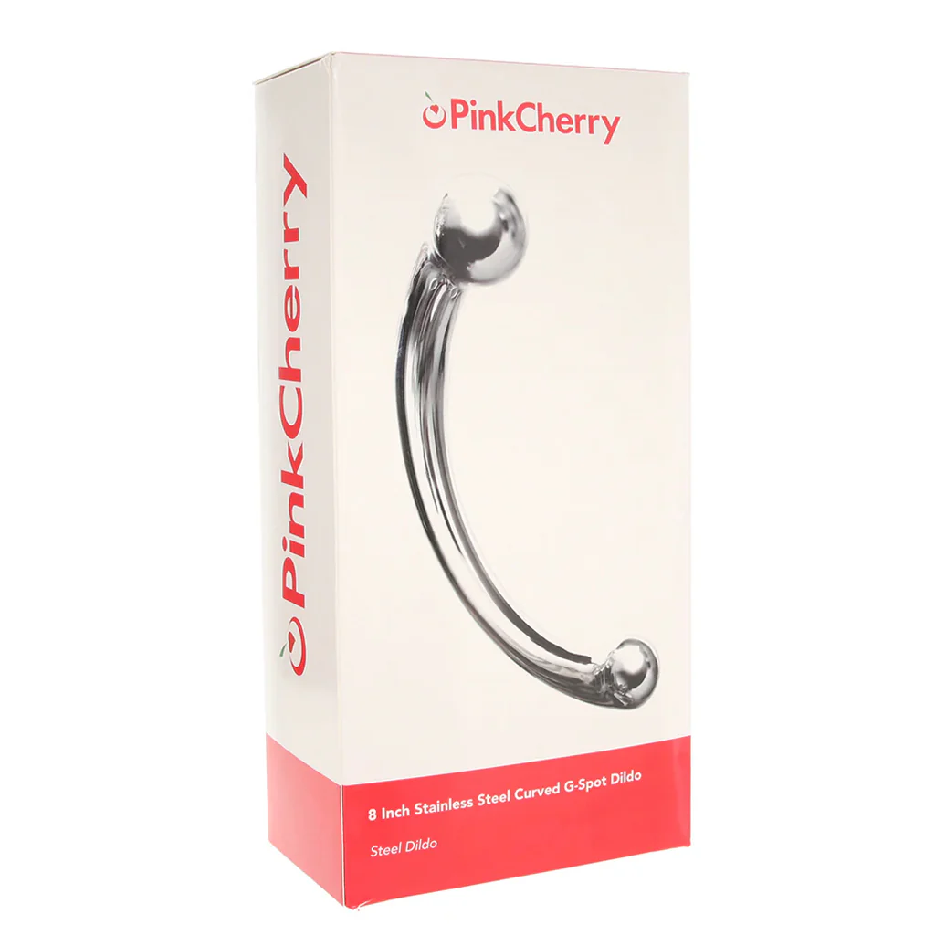 PinkCherry 8 Inch Stainless Steel Curved G-Spot Dildo - Image 7