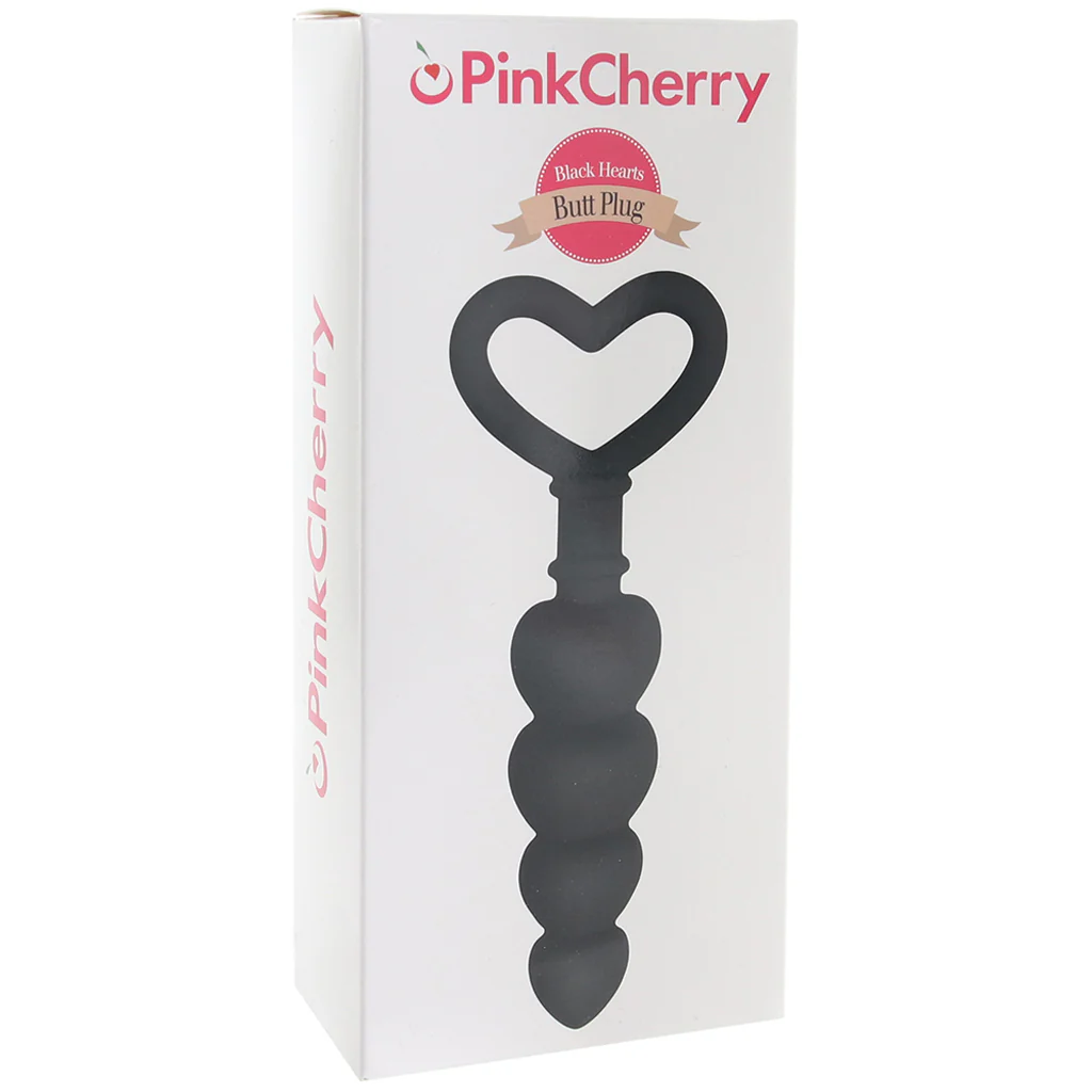 PinkCherry Black Hearts Butt Plug - Image 6