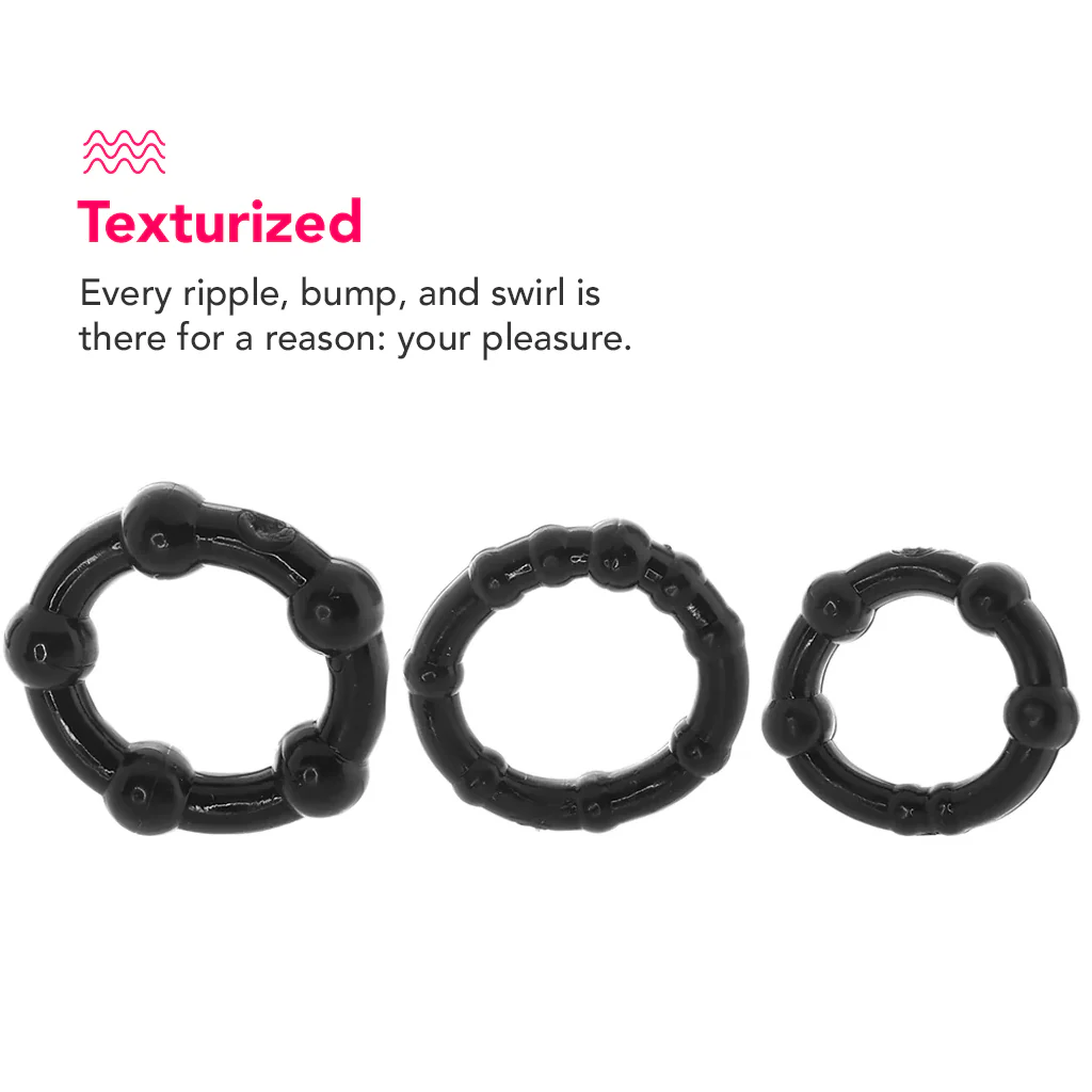 PinkCherry Cock Rings in Black - Image 3