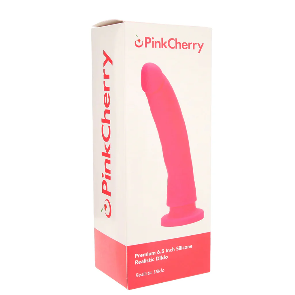 PinkCherry Premium 6.5 Inch Pink Silicone Realistic Dildo - Image 7