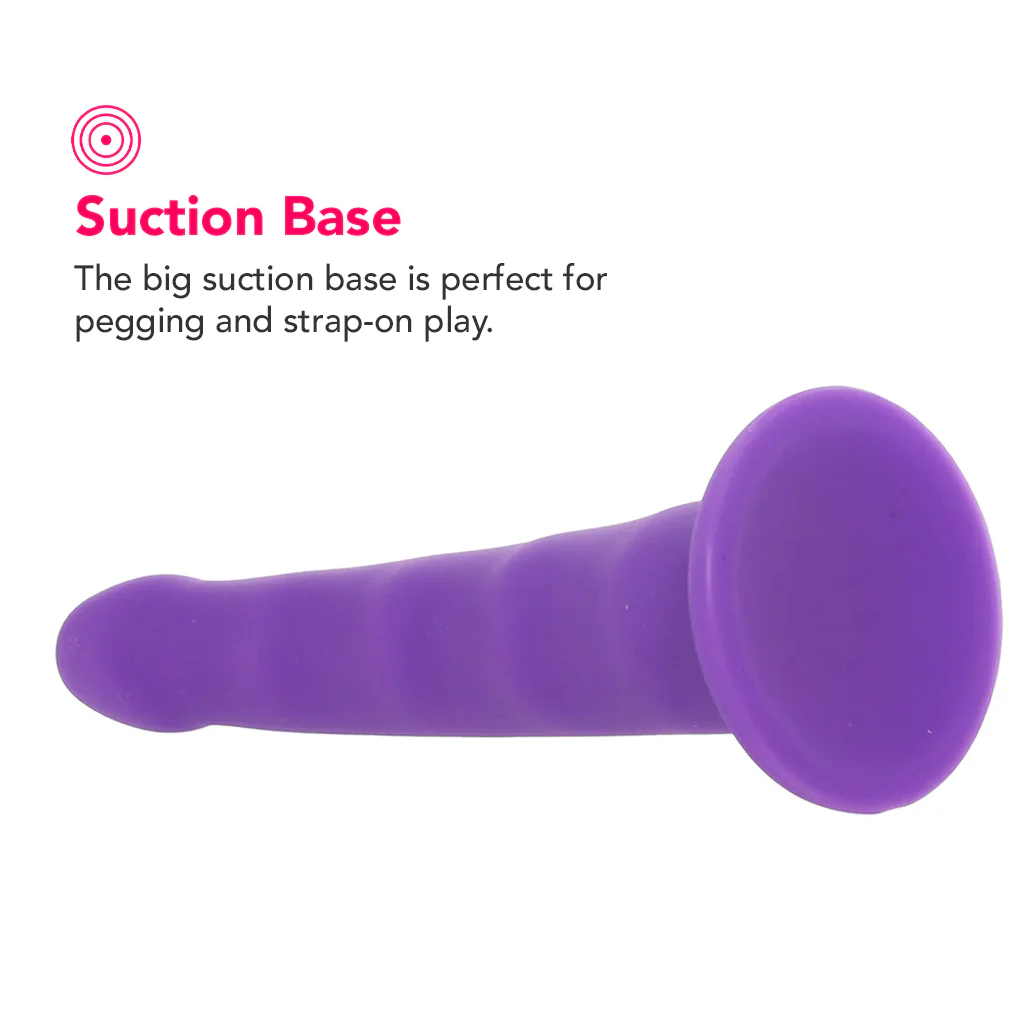PinkCherry Premium 6.5 Inch Purple Silicone Wavy Dildo - Image 4