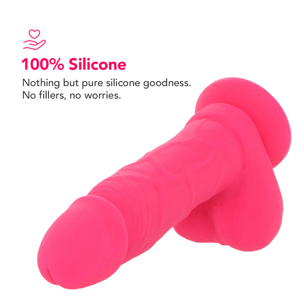 PinkCherry Premium 6 Inch Pink Silicone Ballsy Dildo - Image 2