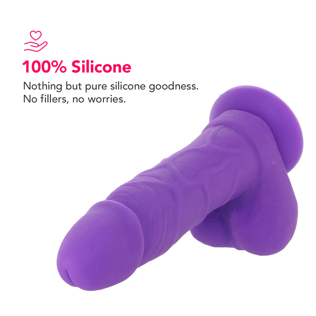 PinkCherry Premium 6 Inch Purple Silicone Ballsy Dildo - Image 2