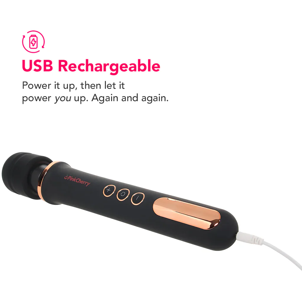 PinkCherry Rechargeable Wand in Black - Image 7