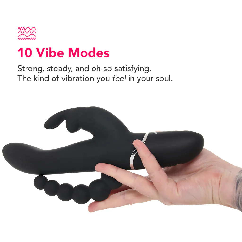 PinkCherry Triple Rabbit Vibe in Black - Image 4