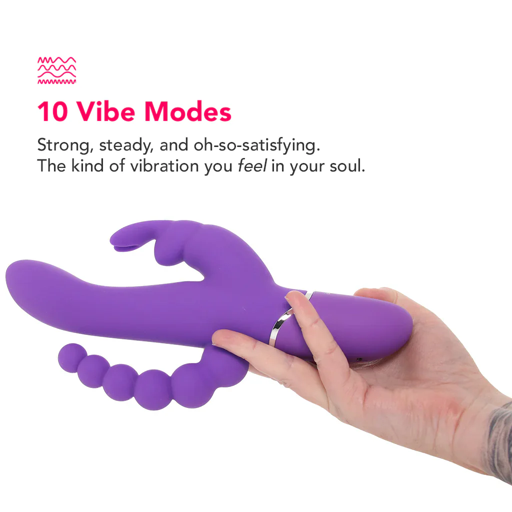 PinkCherry Triple Rabbit Vibe in Purple - Image 4