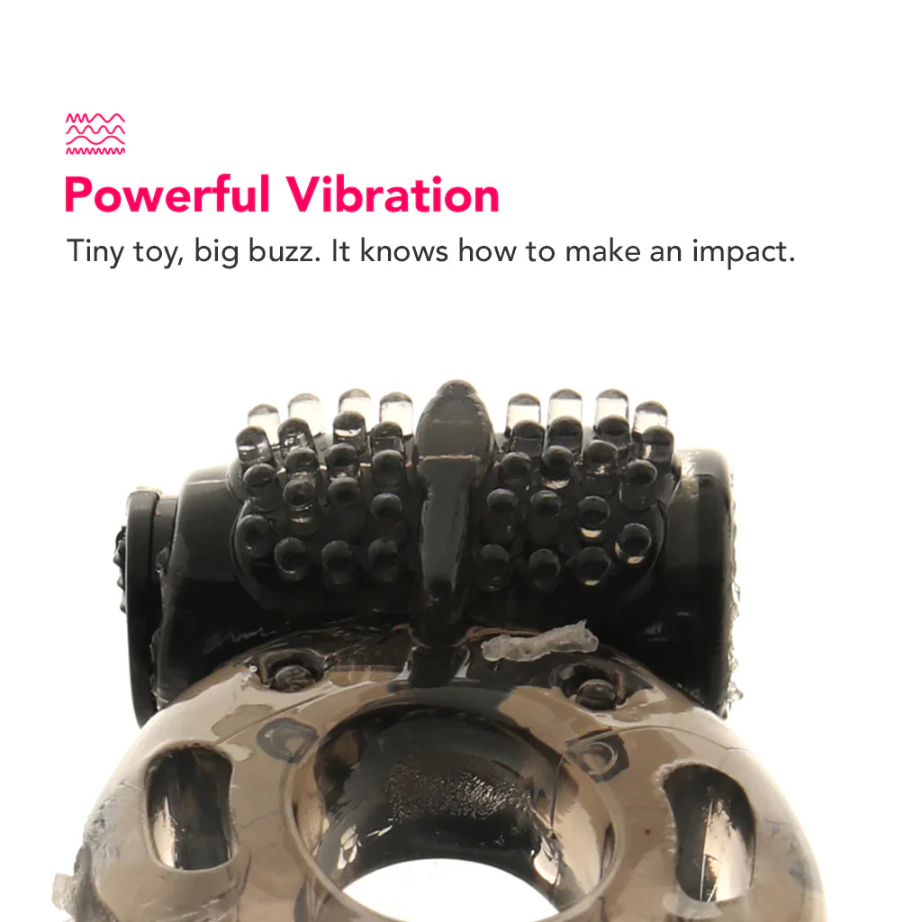 PinkCherry Vibrating Cock Ring in Smoke - Image 4