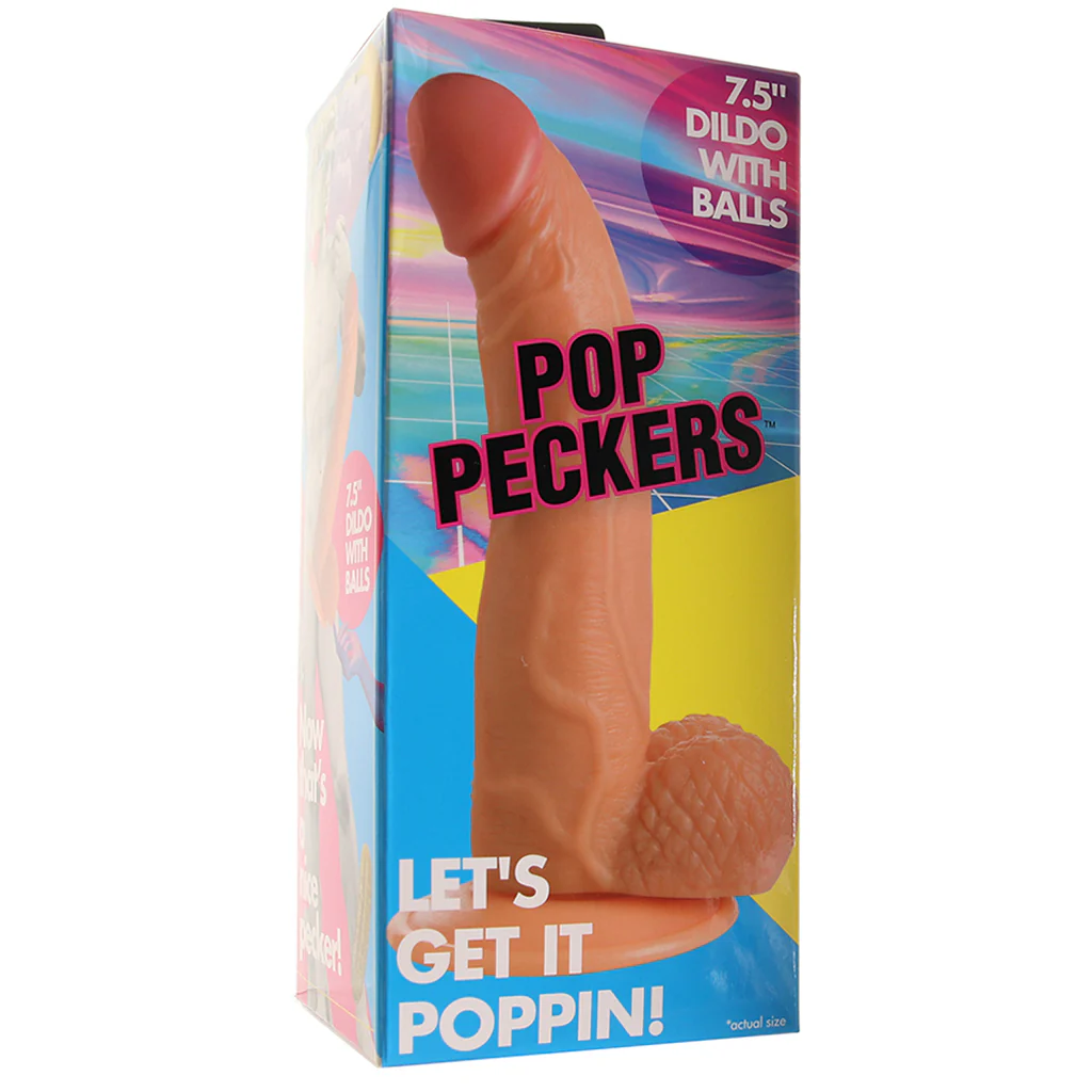 Pop Peckers 7.5 Inch  Ballsy Dildo in Light - Image 6