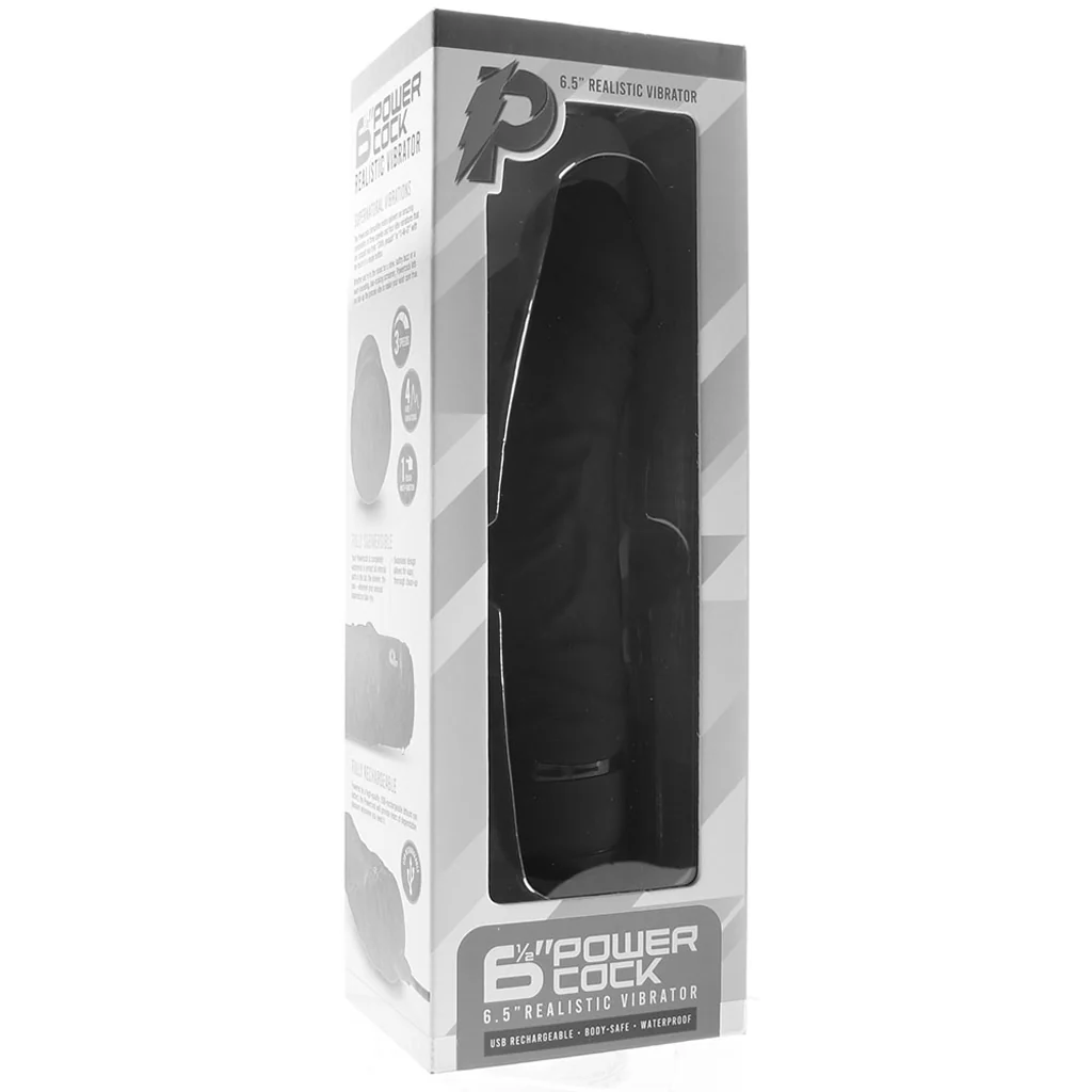 PowerCock 6.5 Inch Realistic Vibe in Black - Image 6