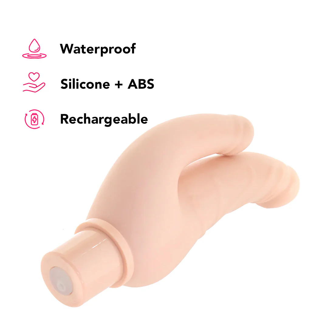 Power Stud Rechargeable Over & Under Vibe in White - Image 5