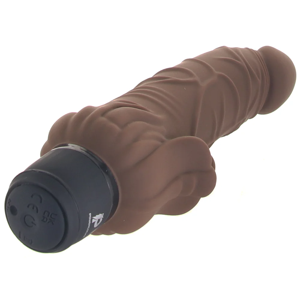 PowerCock 7 Inch Vibe with Clitoral Stimulator in Brown - Image 5