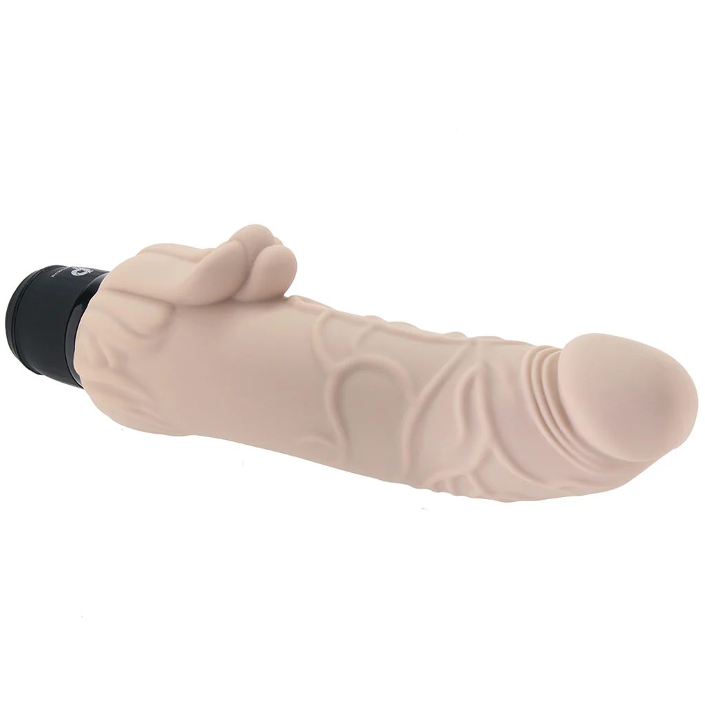 PowerCock 7 Inch Vibe with Clitoral Stimulator in Light - Image 2