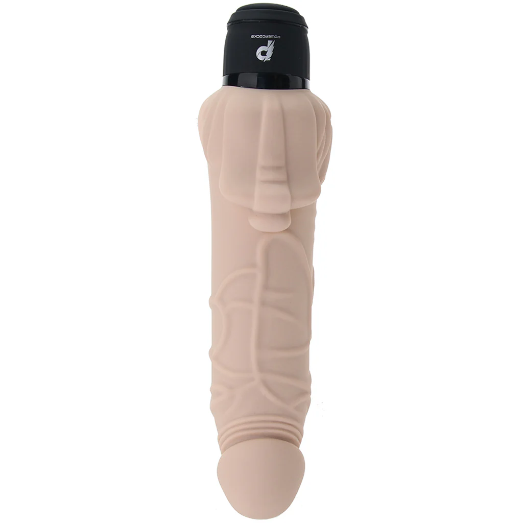 PowerCock 7 Inch Vibe with Clitoral Stimulator in Light - Image 5