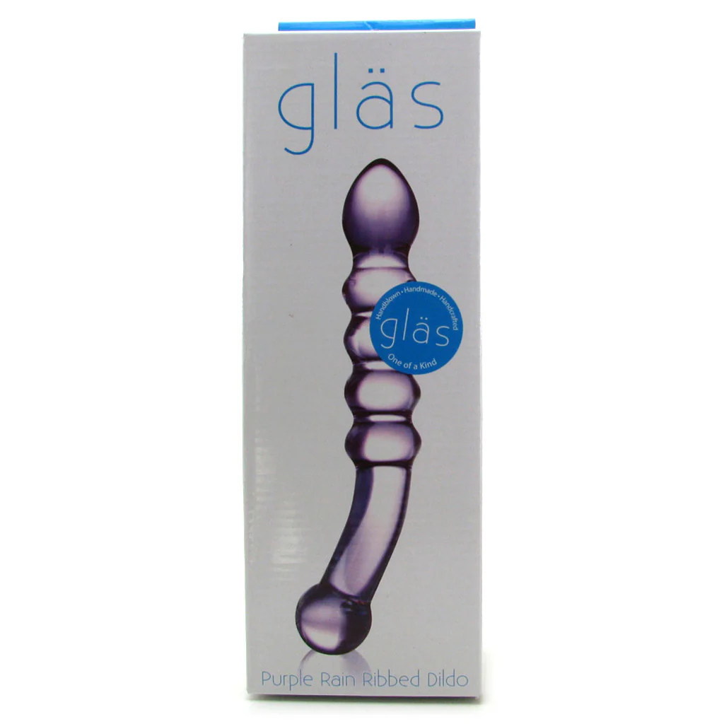 gläs Purple Rain Ribbed Glass Dildo - Image 6