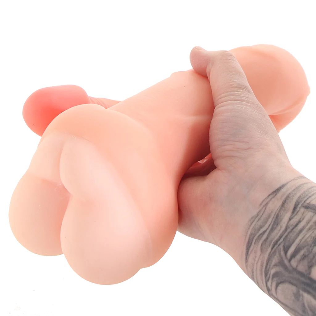 Real Cocks 14 Inch Masturbator and Dildo in White - Image 4