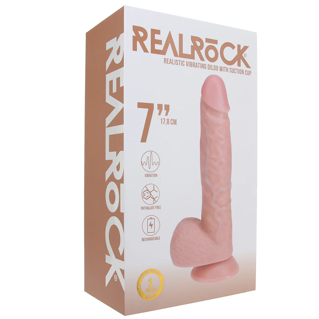 RealRock 7 Inch Vibrating Dildo in Light - Image 6