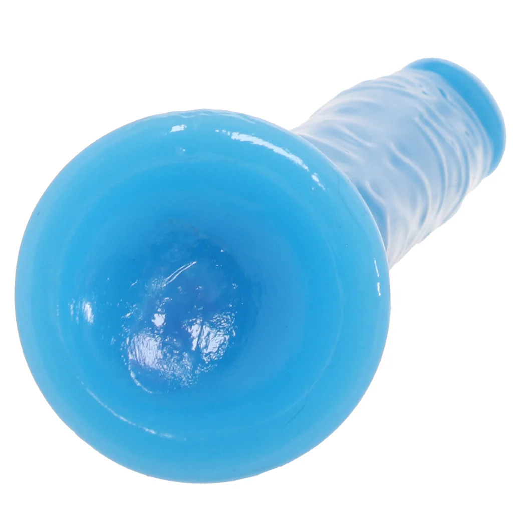 RealRock 8 Inch Glow-in-the-Dark Slim Dildo in Blue - Image 5