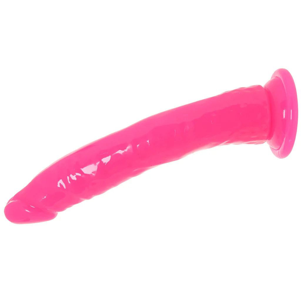 RealRock 9 Inch Glow-in-the-Dark Slim Dildo in Pink - Image 8