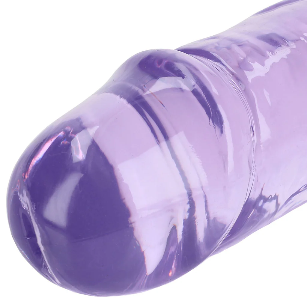 RealRock Crystal Clear Jelly 13 Inch Double Dildo in Purple - Image 2