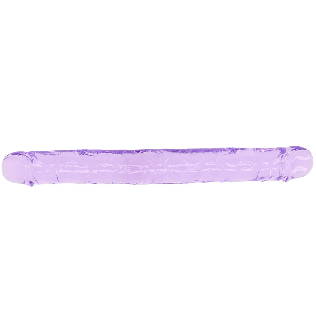 RealRock Crystal Clear Jelly 13 Inch Double Dildo in Purple - Image 3