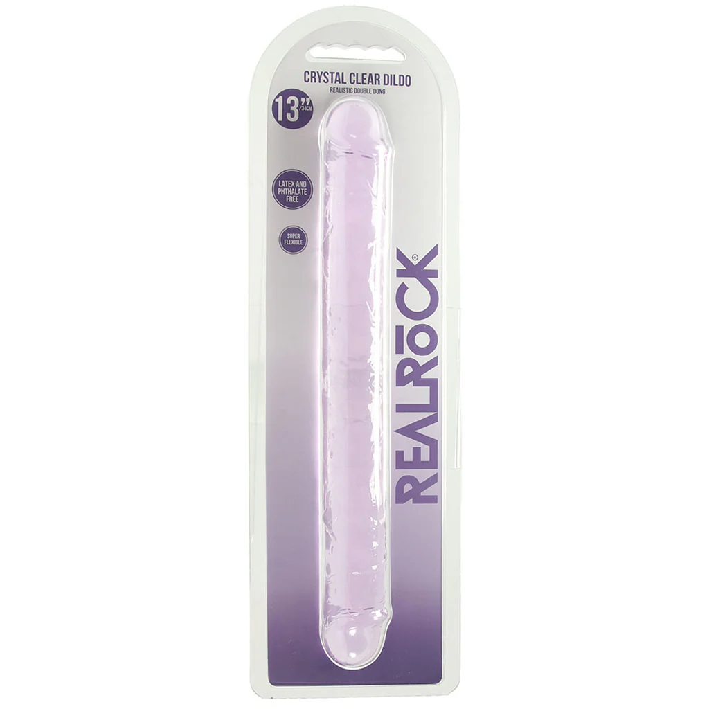 RealRock Crystal Clear Jelly 13 Inch Double Dildo in Purple - Image 6