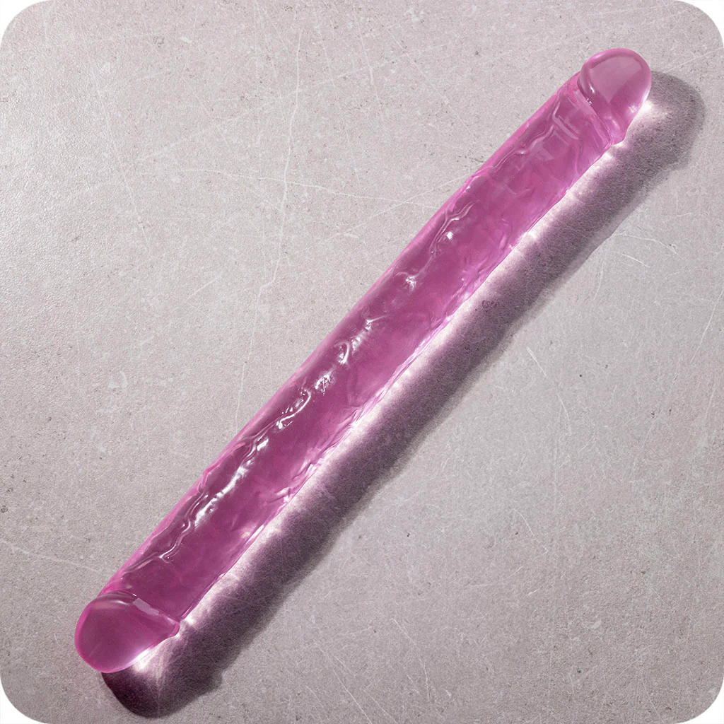 RealRock Crystal Jelly 18 Inch Double Dildo in Pink - Image 3
