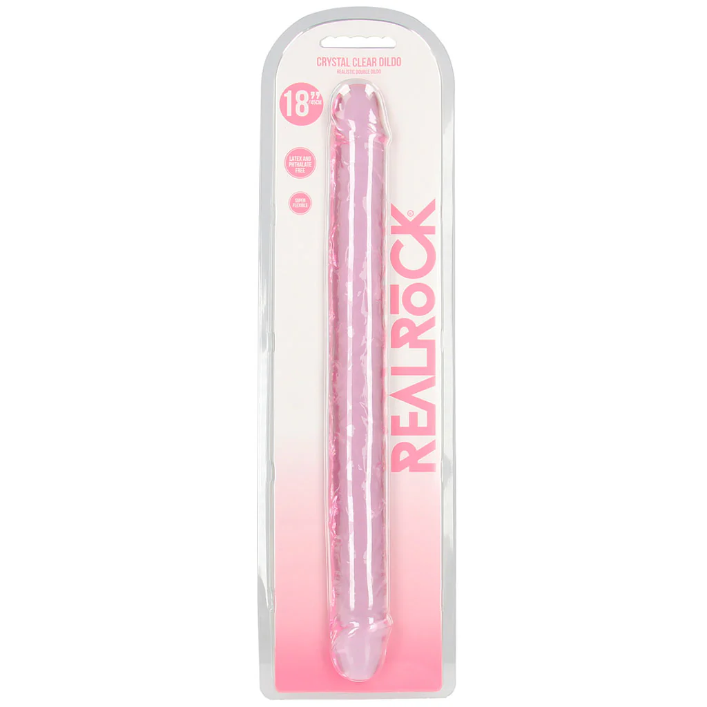 RealRock Crystal Jelly 18 Inch Double Dildo in Pink - Image 9