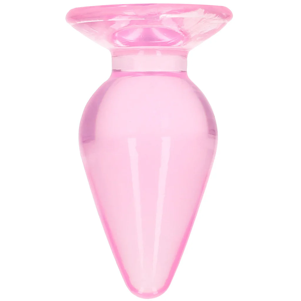 RealRock Crystal Clear Jelly 3.5 Inch Butt Plug in Pink - Image 2