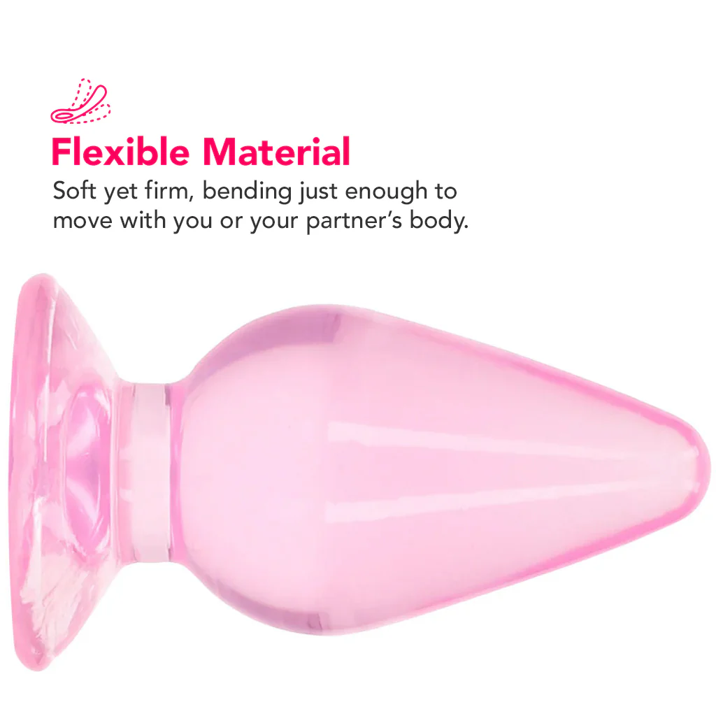 RealRock Crystal Clear Jelly 3.5 Inch Butt Plug in Pink - Image 3