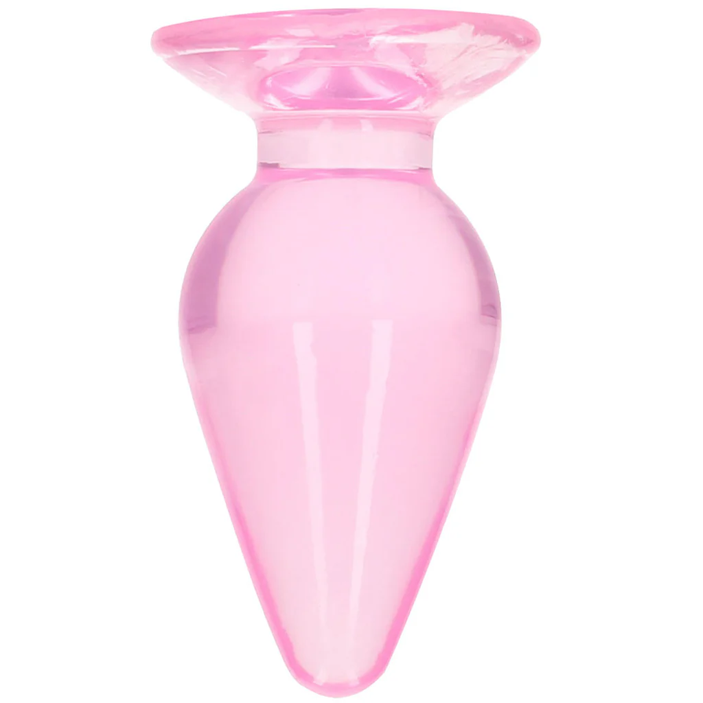 RealRock Crystal Clear Jelly 4.5 Inch Butt Plug in Pink - Image 2