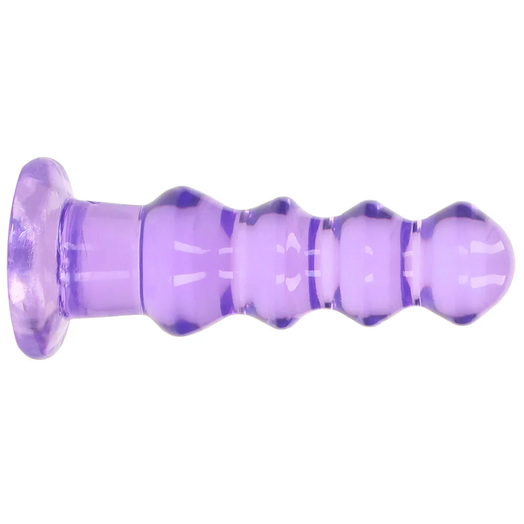 RealRock Crystal Clear Jelly 5.5 Inch Curvy Dildo in Purple - Image 3