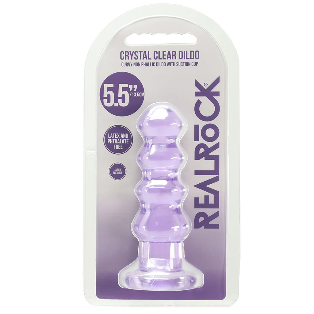 RealRock Crystal Clear Jelly 5.5 Inch Curvy Dildo in Purple - Image 6