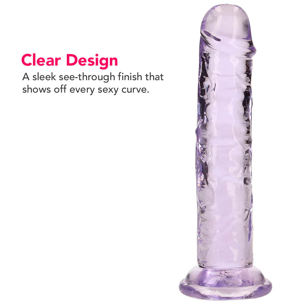 RealRock Crystal Clear Jelly 6 Inch Dildo in Purple - Image 2