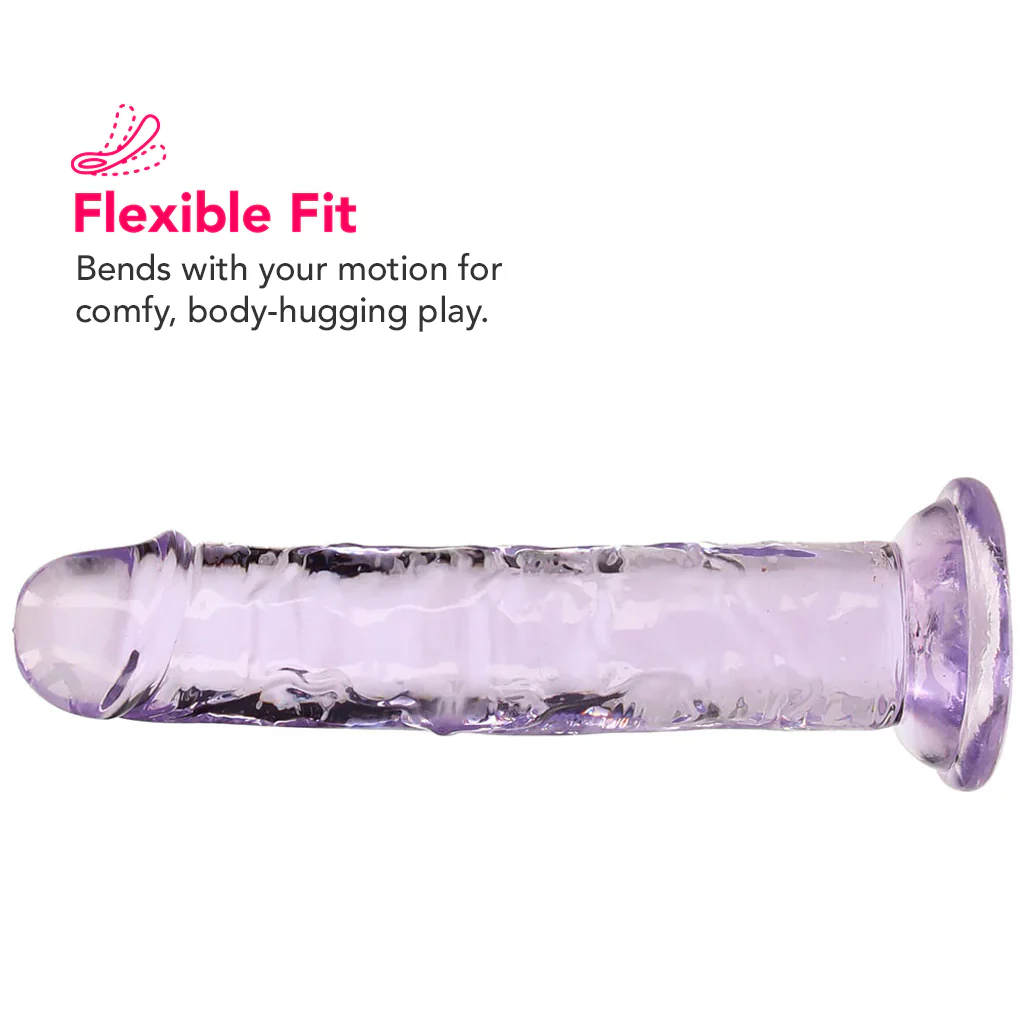 RealRock Crystal Clear Jelly 6 Inch Dildo in Purple - Image 3