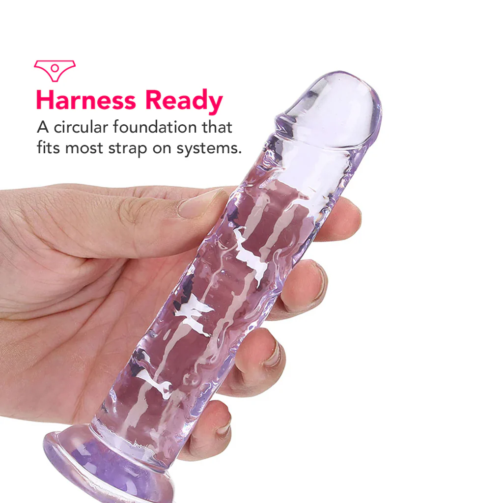 RealRock Crystal Clear Jelly 6 Inch Dildo in Purple - Image 4